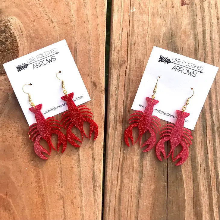 Glitter Crawfish Earrings