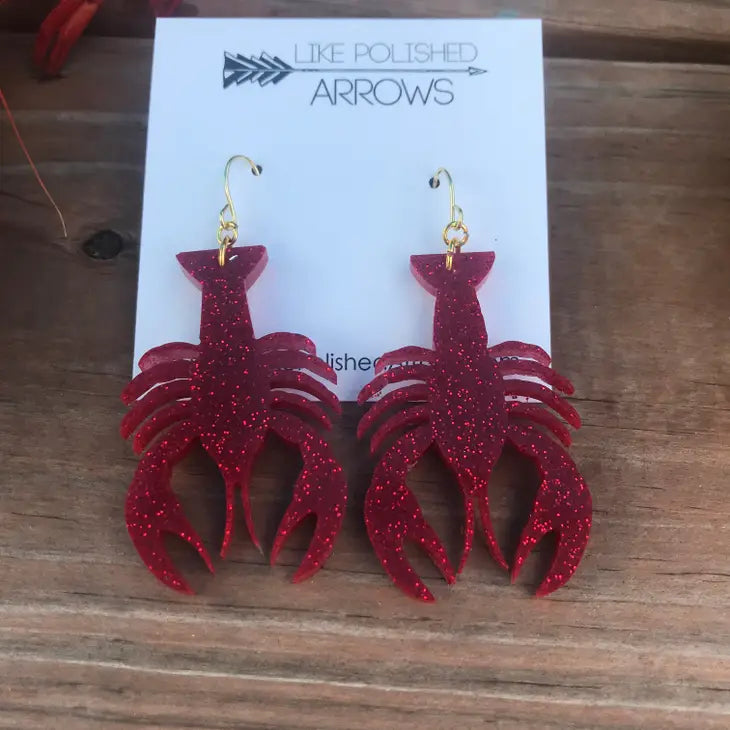 Glitter Crawfish Earrings