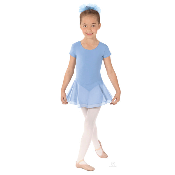 Girls Short Sleeve Skirted Cotton Lycra® Leotard