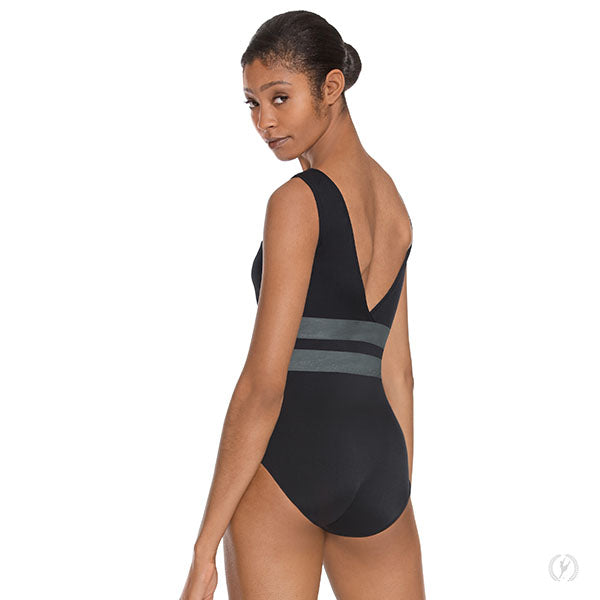Womens Striped Slate Tank V Back Leotard