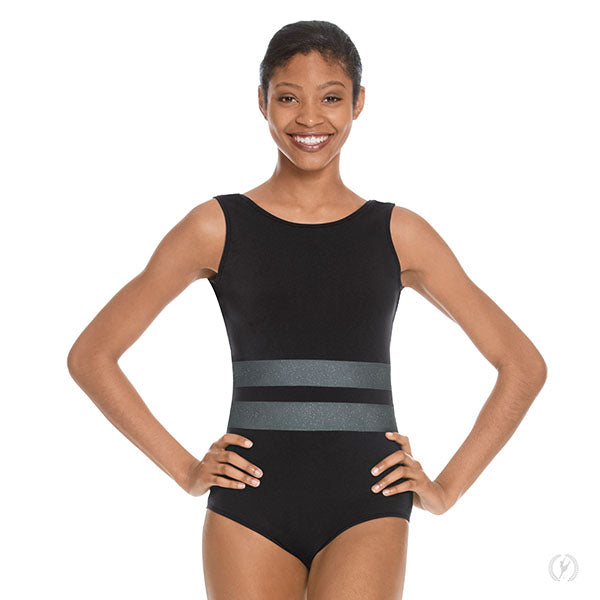 Womens Striped Slate Tank V Back Leotard