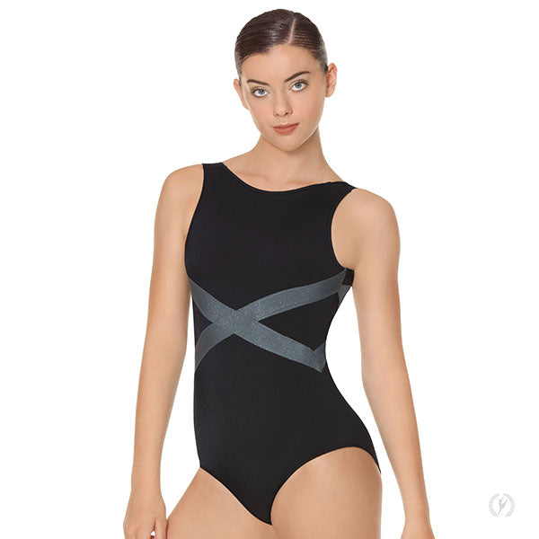 Womens Angled Slate Tank Open Back Leotard