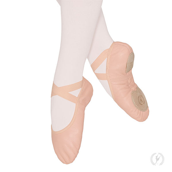 Adult Coupé Leather Split Sole Ballet Shoe, Drawstring Free