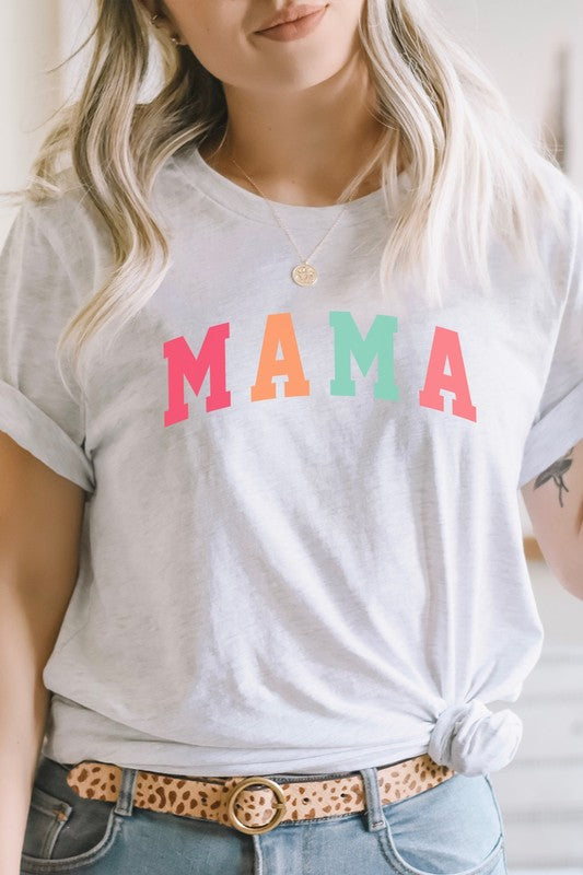 Pastel University Letters Mama PLUS Graphic Tee