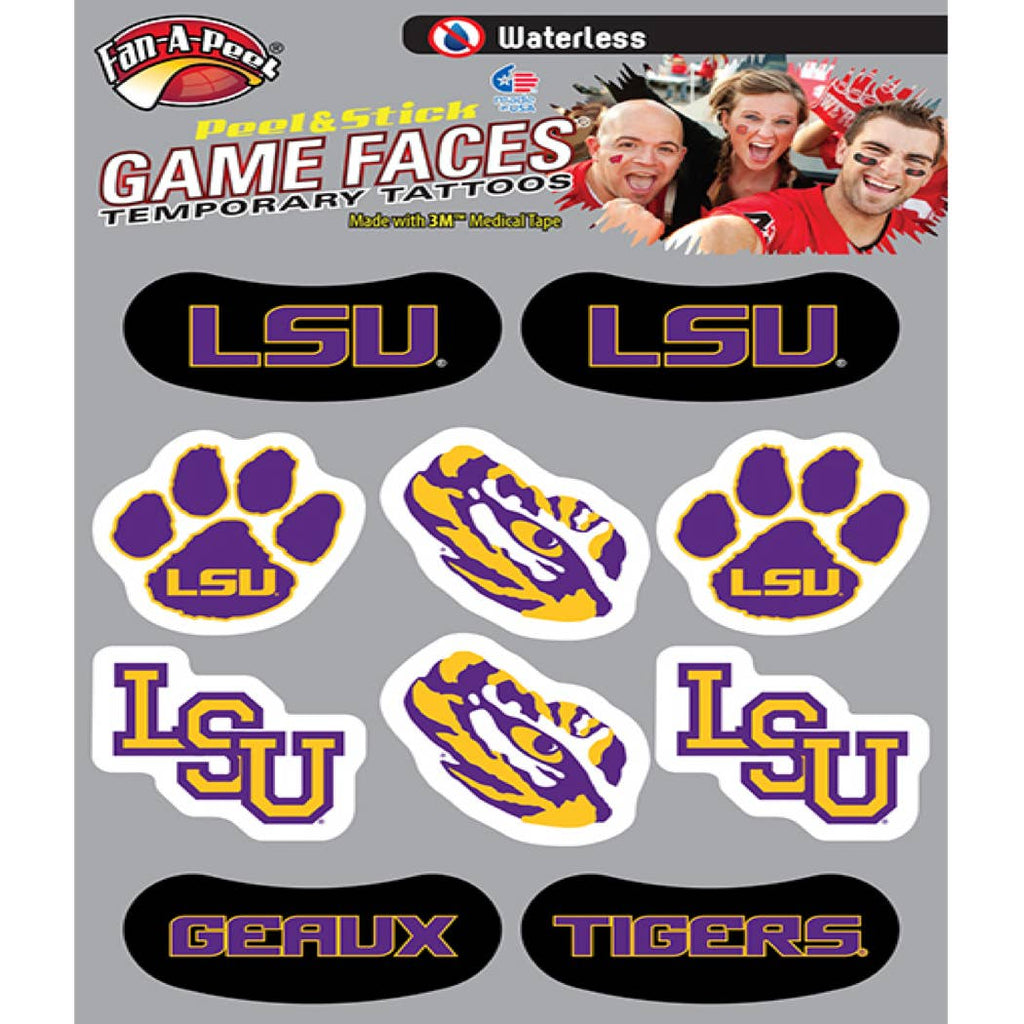 LSU Game Faces® Temporary Tattoos