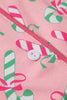 Christmas Candy Cane Print Knotted Pajama Set