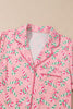 Christmas Candy Cane Print Knotted Pajama Set