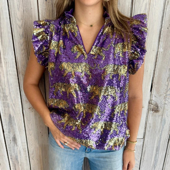 Tiger Sequin Flutter Sleeve