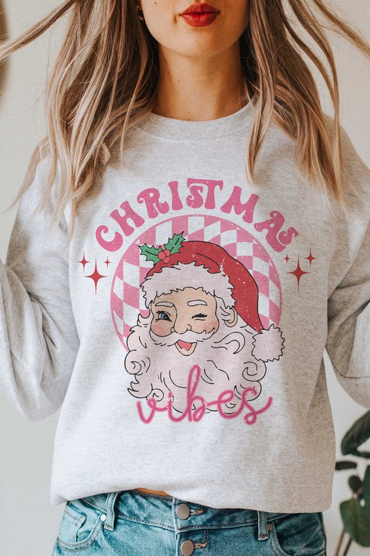 PINK CHRISTMAS VIBES Graphic Sweatshirt