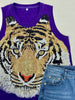 Tiger Face | Women's Sequin Design Tank (Purple)