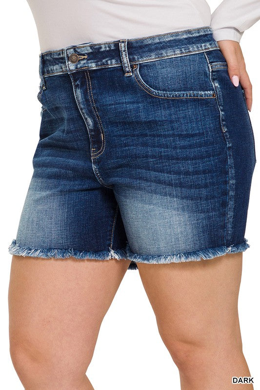 Frayed Hem Denim Mini Shorts - Women - Ready-to-Wear