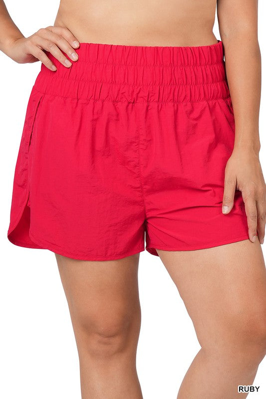 Aerie Floral Flutter Shorts Smocked Elastic High Waist Shorts Sz S Red  Orang NWT