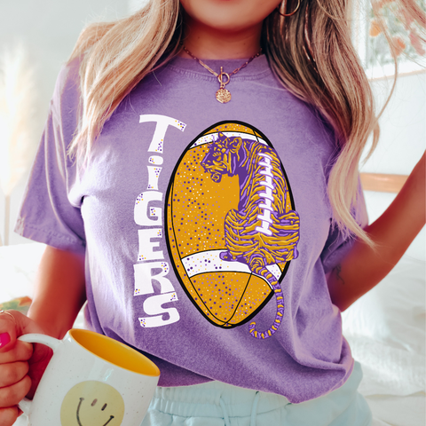 Layered Purple and Gold Tiger Graphic Tee