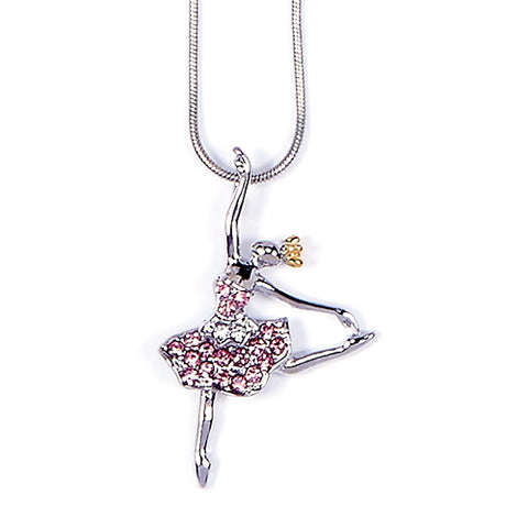 Ballerina Necklace w/ Pink Crystal Beads