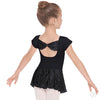 Girls Impression Mesh Bow Back Short Sleeve Dance Dress