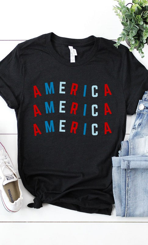 Red and Blue America Graphic Tee