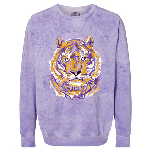 Layered Purple and Gold Tiger Graphic Tee